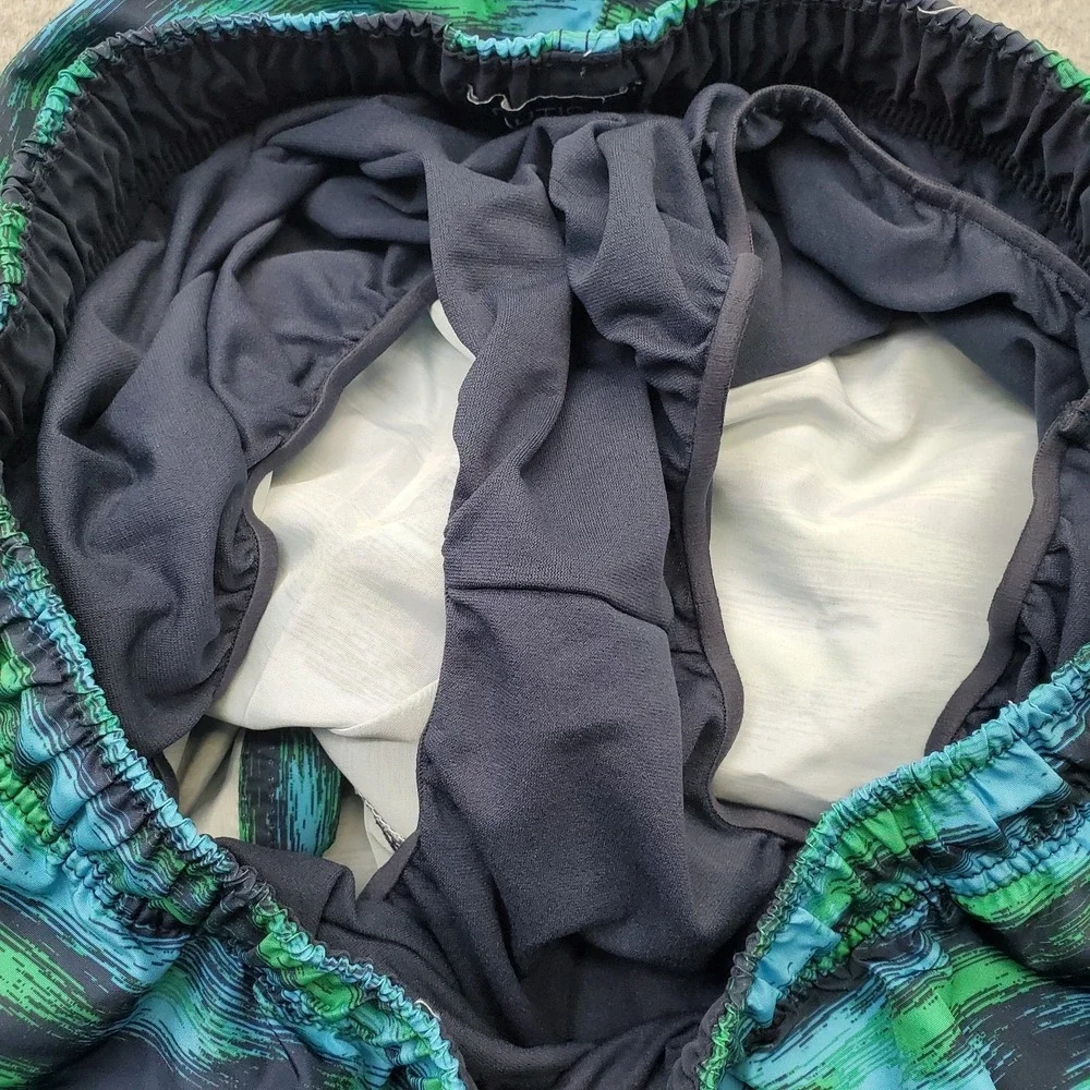 Nautica Swim Shorts Mens L Multi Abstract Pattern Lined Water Polo Drawstring